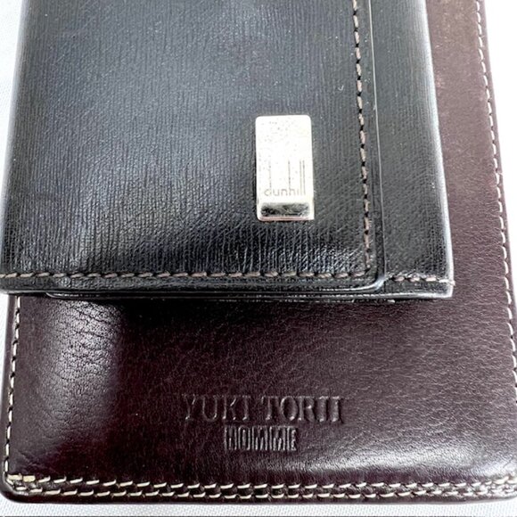 Set: DunHill Back leatherPouch Hold Key & Yuki Torri Wallet Bifold Brown (64) - Picture 8 of 12